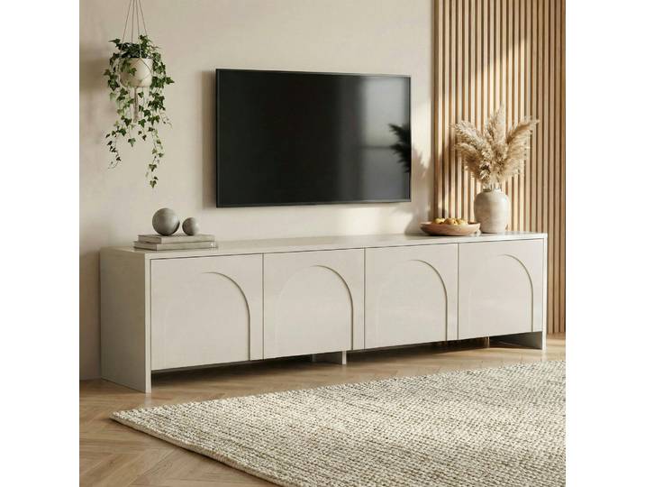 Meuble Tv Crème 4 Portes Motif Arches Marfa