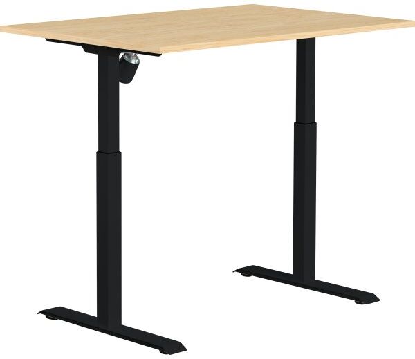 Sun-Flex I Hæve-Sænkebord, 120x80, Sort/birk