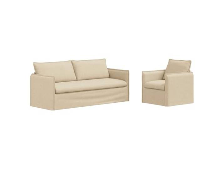 Todiikf Sofa-Set 2-teilig Modulares Couch Set für Wohnzimmer Creme Flexibles Polstermöbel Set mit Metallgestell, Armlehnen aus Holzwerkstoff und Füllung für Wohnzimmer.