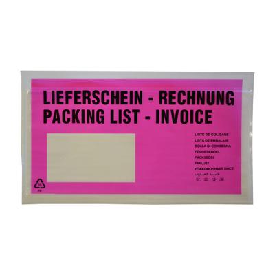 VEPATIM 1000x Dokumententaschen *Lieferschein/Rechnung* DIN Lang 235x130mm pink
