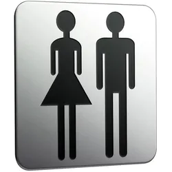 Türschild emco system 2 chrom, Damen und Herren zum Aufkleben