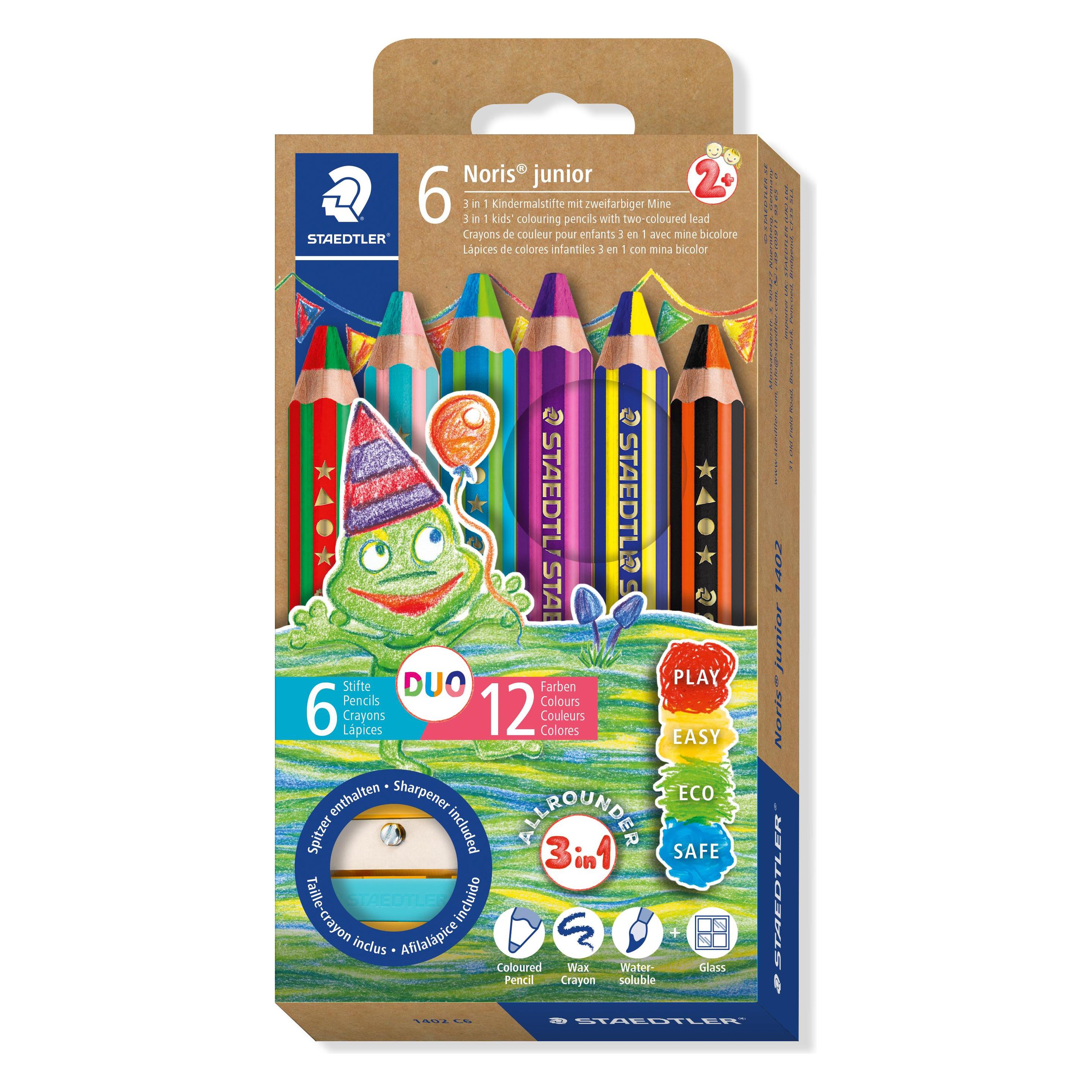 Staedtler Noris junior 1402 duo Buntstifte farbsortiert, 1 Set (6x) (1402 C6)