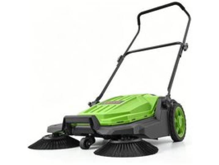VEVOR Handveegmachine, handveegmachine met een werkbreedte van 650 mm, een opvangbak van 18,9 liter en een verstelbare, inklapbare handgreep, vloerreinigingsmachine voor erven, looppaden, terrassen en garages – Groen