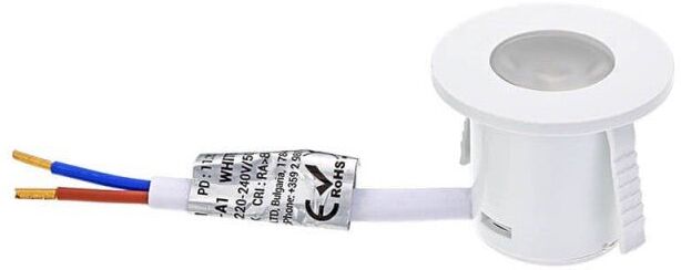 Optonica Mini Spot LED Encastrable 1W 90° Rond Blanc - Blanc Chaud 2300K - 3500K