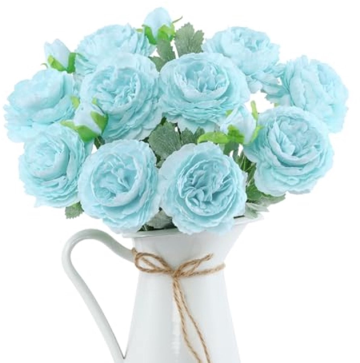 PromoHome 6 bundels kunstpioenrozen Blauw - Zijdepioenrozen boeketten voor bruiloft en tafeldecoratie - 49 cm