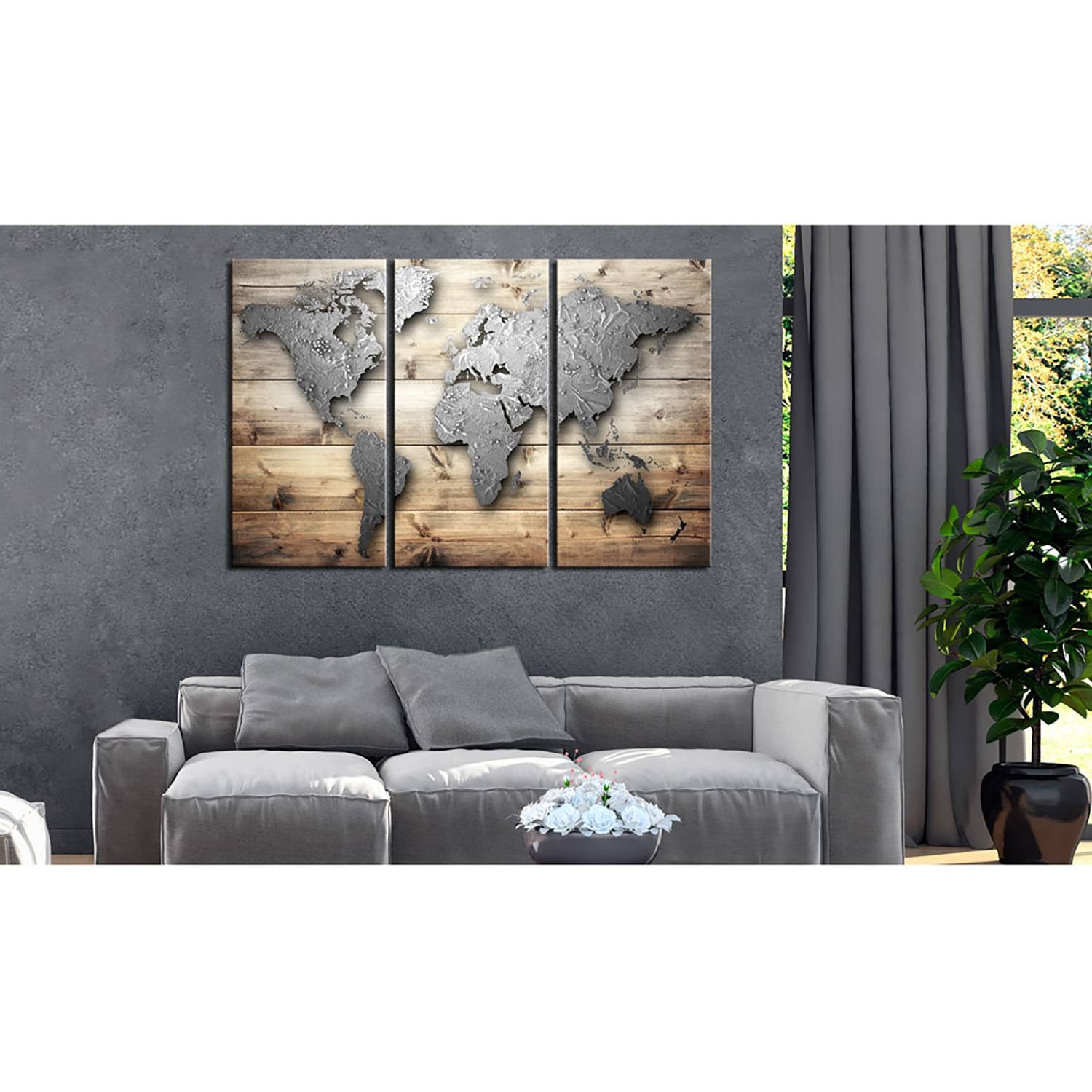 home24 Doors to the World Wanddecoratie, Bruin/Multicolor, 90 x 60 cm