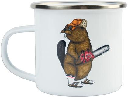 Lakor Lazy Lumber Enamel Mug, White