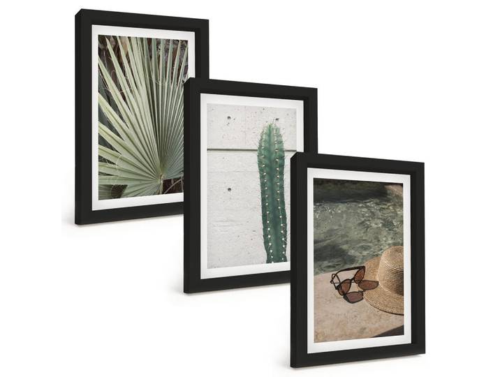 Tulup Bilder SET 3er Set - 20x30 cm Schwarzer Rahmen - Zubehör für tropische Pflanzen, Kunststoff, Rechteckig, 20x30 cm, gerahmt, Bilder & Rahmen, Bilder