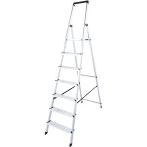Euroline Stehleiter Nr. 618, 6180007, mit Plattform, aus Aluminium, bis 150kg, mit 7 Stufen