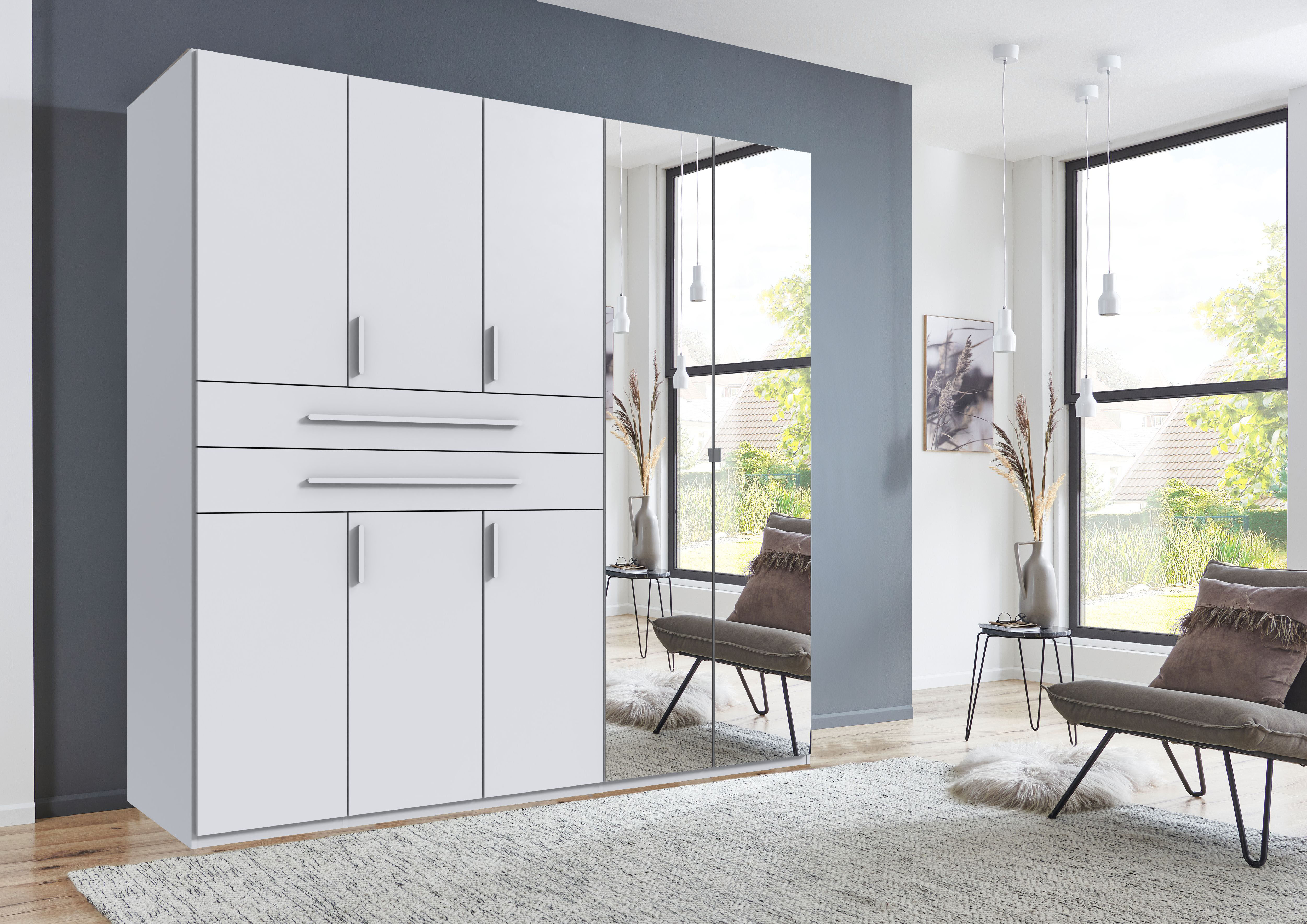 Wimex "Digit Kleiderschrank wahlweise mit oder ohne Spiegel" Schlafzimmer Schrank Bestseller im modernem Design, erhältlich in den Breiten 225cm oder 270cm (mit 8 oder 10 Türen)