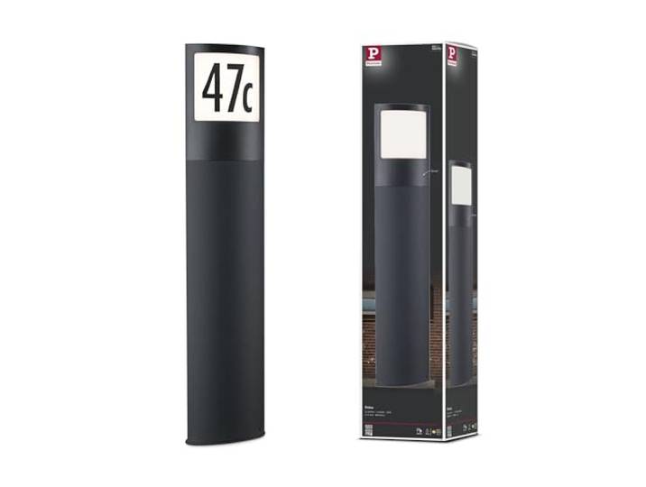 Paulmann 94514 LED lumin. extérieur borne lumineuse Padea détecteur crépusculaire/mouvement IP44 1x8\,5 Blanc chaud Anthracite plastique 3000K