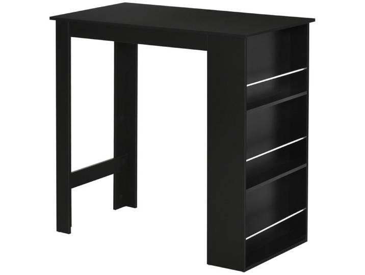 Table de bar - table haute de cuisine - HOMCOM - mange-debout comptoir 3 étagères rangement - bois - 112x57x106cm - noir