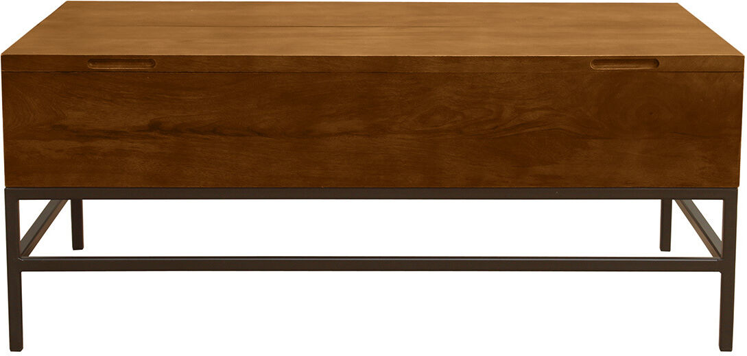 Miliboo Industrieller höhenverstellbarer Couchtisch aus gefärbtem Massivmangoholz und schwarzem Metall L110 cm YPSTER