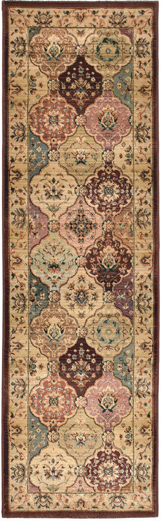 Three Posts Hartshorne Machine Woven Brown/Cream/Red Indoor Rug Cream;Red;Brown Runner 80 x 300 cm