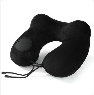 Combo Retail Shop Press And Inflate Portable Neck Pillow, Detachable For Cleaning, Suitable For Travel, Camping, And Business Trips black