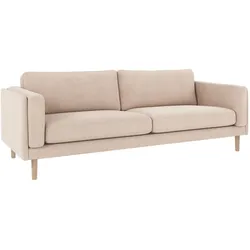 Sofa Braden 3-Sitzer aus Eiche mit Bezug Rita, klassisch, hellbeige, Beine weiß pigmentiert