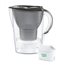 Brita Marella+1 Maxtra Pro PP Filterkanne (2 4 l graphitfarben), Wasserfilterkanne, Grau, Transparent