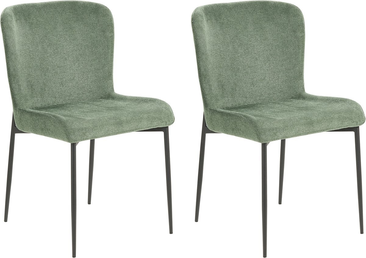 Beliani ADA Eetkamerstoel set van 2 - Donkergroen - Polyester