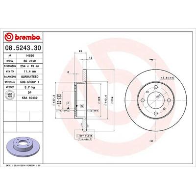 Brembo Bremsscheibe [Hersteller-Nr. 08.5243.30] für Mitsubishi, Proton