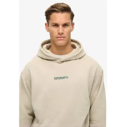 Superdry für Herren. M2013727A Locker sitzendes Kapuzensweatshirt mit beigem Microprint-Mikrologo-Druck (XL), Lässig, Baumwolle