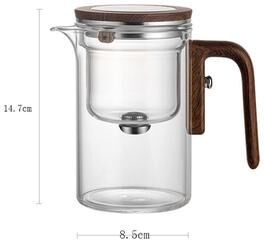 Combo Retail Shop New Tea Pot With Magnetic Switch, Glass, Wood Handle, Tea Separation magnetic A 600ml