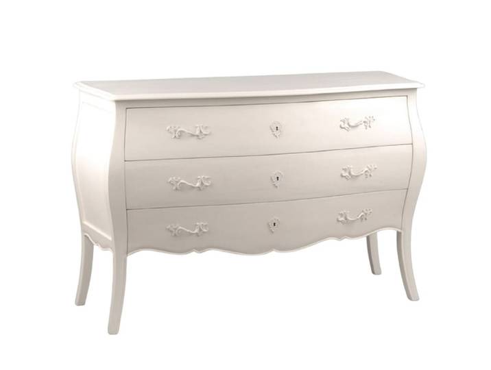 Commode en bois baroque blanche 3 tiroirs