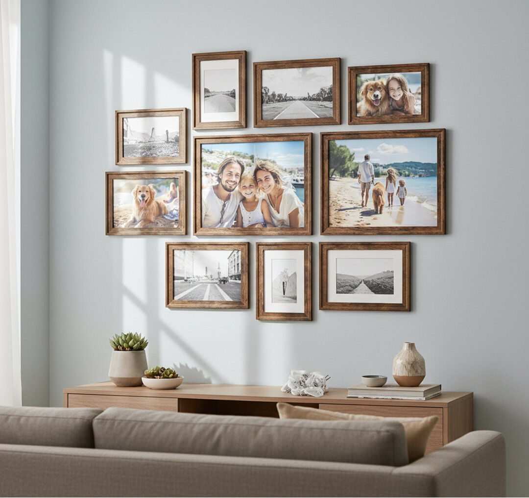 17 Stories Collage Picture Frame - Frames Included: 10 Rustic Brown