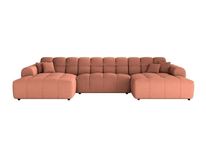 Canapé panoramique tissu bouclette 5 places terracotta