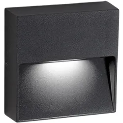 Zafferano Moderne LED-Wandleuchte IP54 quadratisch Dunkelgrau, 4,5W 3000K warmweiß, Aluminium-Druckguss für Innen & Außen, elegantes Design, Abstrahl unten