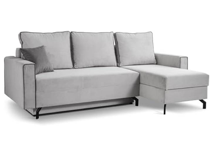 xonox.home Schlafsofa L-Form rechts Marti Schlafcouch Ecksofa Couch Polstersofa Cord hellgrau B/H/T: 230x89x148cm
