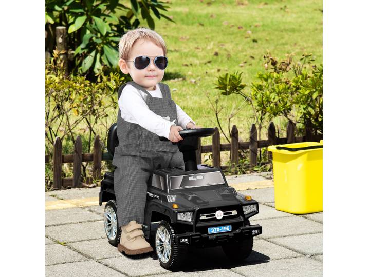 HOMCOM Voiture Cavalcable Enfant Tout-Terrain Noir 18-36 Mois