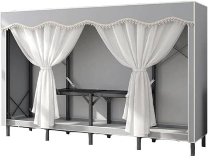 LoiYtrd Zusammenklappbarer Kleiderschrank aus Stahl, tragbar for Aufhängen von Kleidung(Light Gray,215cm/85)