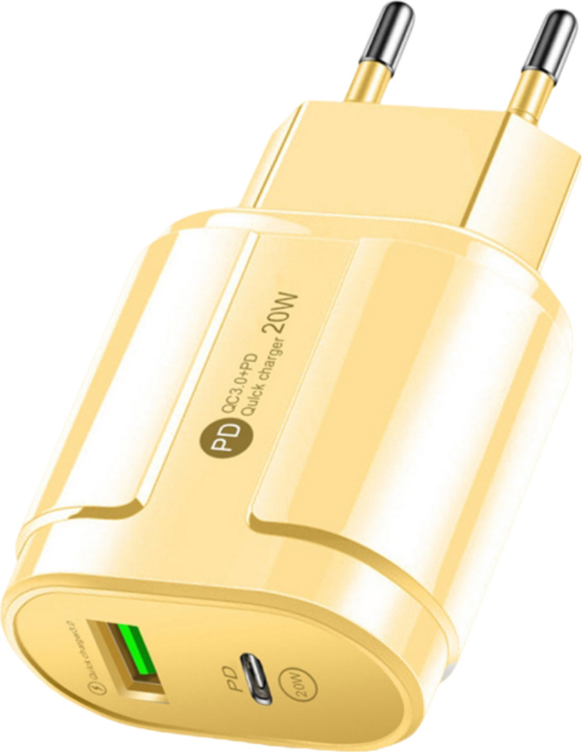 Eko USB-oplader 20W met Quick Charge 3.0 en Power Delivery, USB Type-C, geel