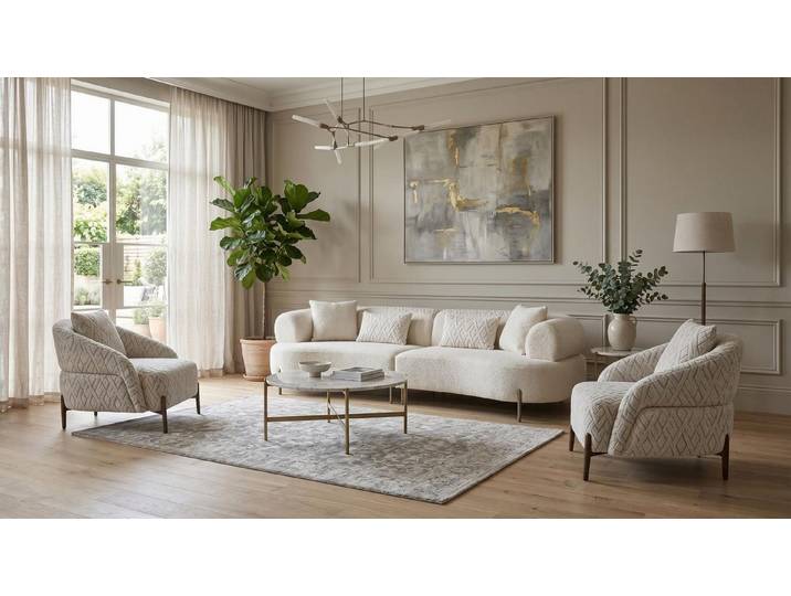 Xlmoebel Polstergarnitur Couchgarnitur Designermodell Beige Elegante Wohnzimmer Komfort, (3-tlg., 3-2)