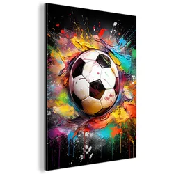 METALLBILD Fußball - Farbe - Farben - Schwarz - Weiß 30x40 cm