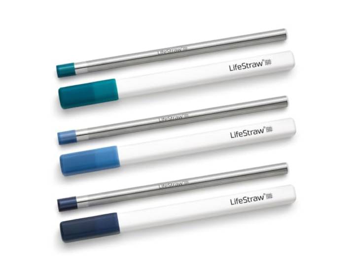 LifeStraw Sip 3er-Pack, Wiederverwendbare Strohhalme aus Edelstahl mit 3 Etuis, entfernt Mikroplastik, Bakterien und Parasiten für Reisen und den täglichen Gebrauch