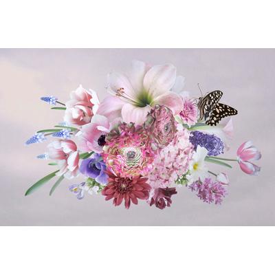 Fototapete PAPERMOON "BLUMEN ABSTRAKT-MUSTER DESIGN ROSEN BLUMEN DECOR RETRO", bunt, B:2,5m L:1,86m, Vlies, Tapeten