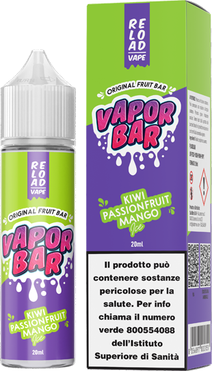 Reload Vape Kiwi Passion Fruit Mango Ice Vapor Bar Liquido Shot 20ml Kiwi Mango Frutto Della Passione Ghiaccio