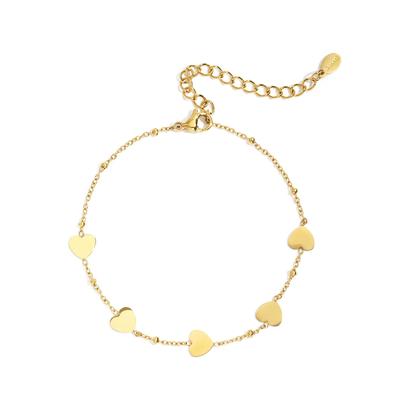 Gliederarmband ADELIA´S "LIVAYA", gold (goldfarben), Armbänder, Damen, yehwang_16, Edelstahl, Gliederarmband, Modisch mit glänzenden Herzgliedern