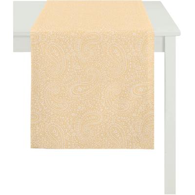 Tischläufer APELT "7907, Uni Paisley, Jacquard", orange (zartes apricot), B:48cm L:140cm, Polyester, Viskose, Tischdecken, mit zartem Paisleymuster