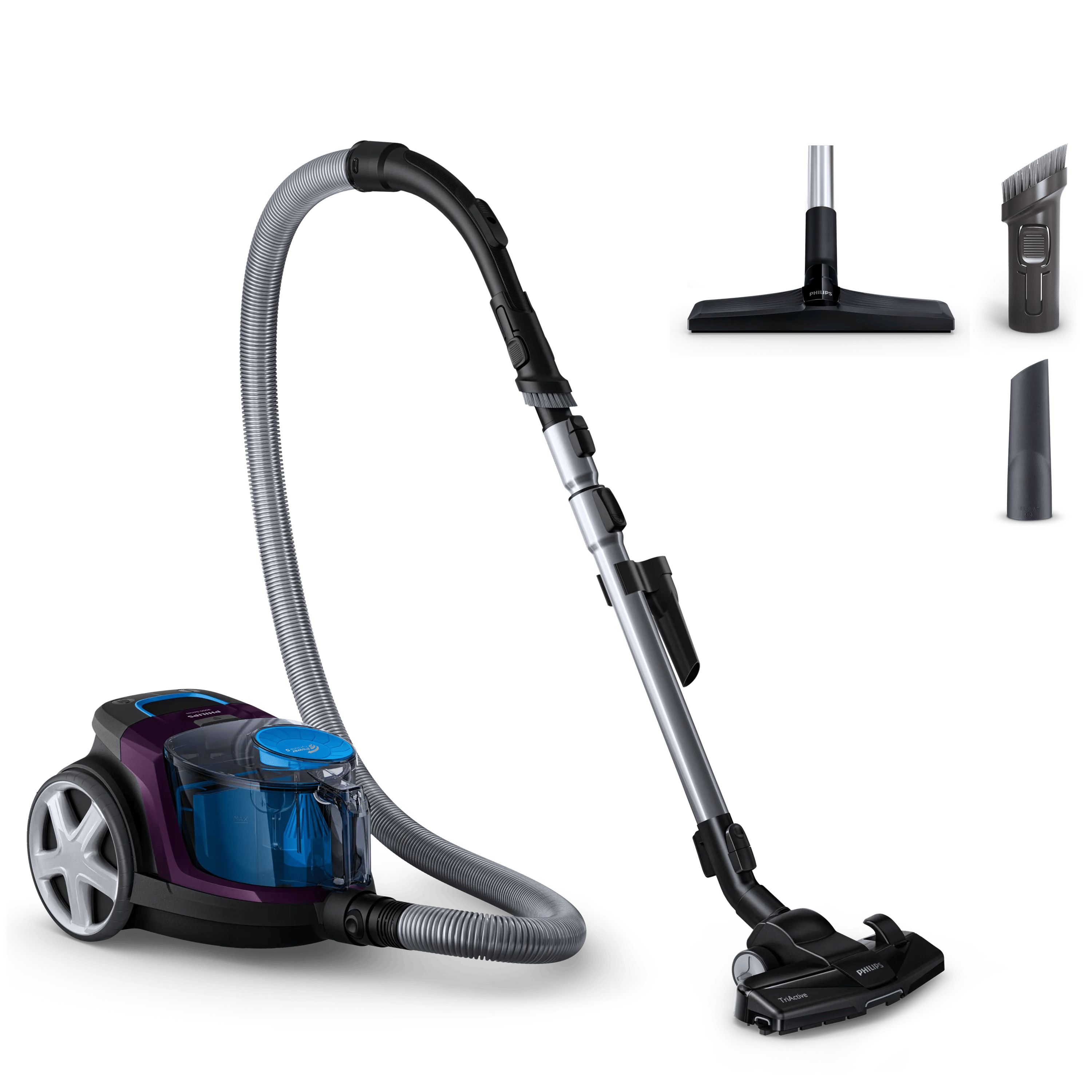 Philips FC9333/09 PowerPro Compact Bodenstaubsauger Beutellos 900 W HEPA (Schwarz, Blau, Grau, Violett)