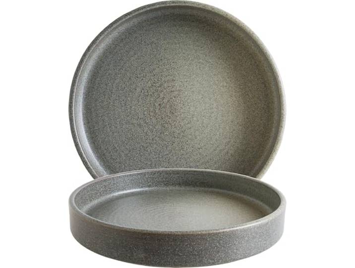 Bonna Hornfels Ripple tiefe Stapelteller 23 cm – 6er Set, 865 ml Graues Porzellan Mikrowellen- & Spülmaschinengeeignet Modernes Geschirr für Alltag & Gastronomie Art.-Nr. HORRPL23JO