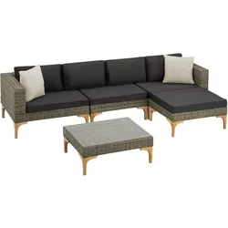 tectake Rattan Lounge mit Aluminiumgestell Konstanza  Natur