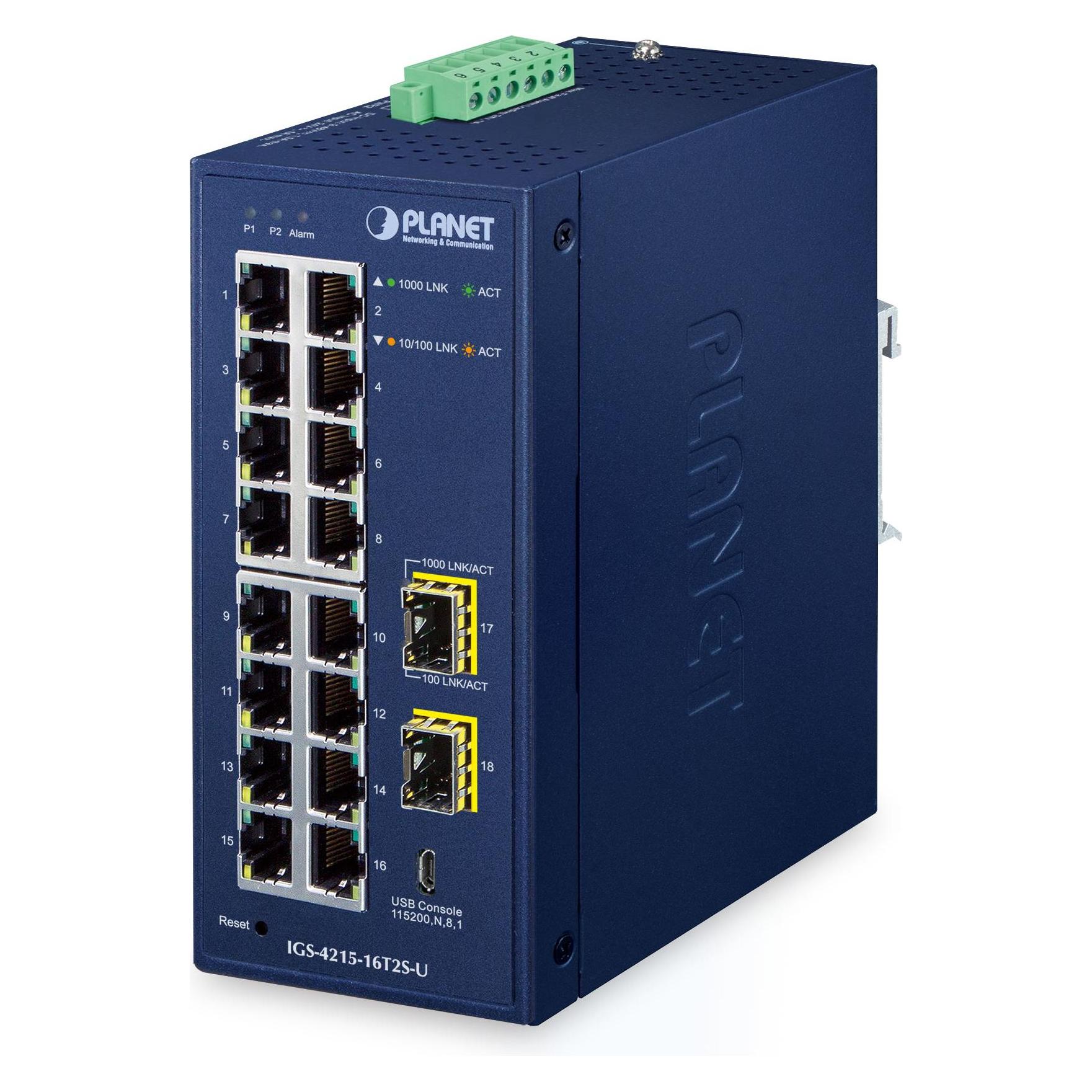 Planet IP30 Industrial L2/L4 16-Port (16 Ports) (IGS-4215-16T2S-U)