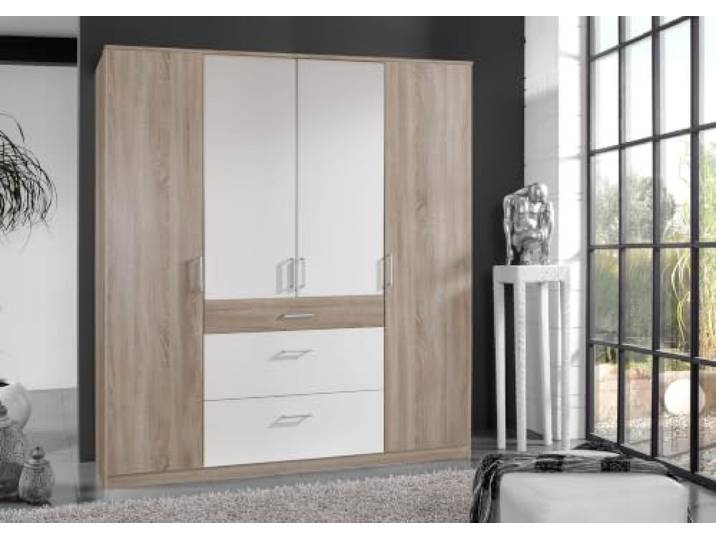 M Möbel-Direkt Deutschlands schnelle Möbel Kleiderschrank Click Eiche Sägerau, mit Weiß