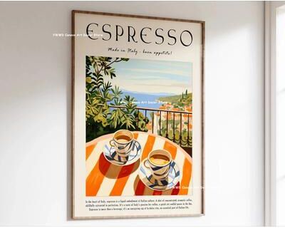 Uplift Treasures Buongiorno Espresso Coffee Canvas Wall Poster 2 19.69 27.56in Unframed