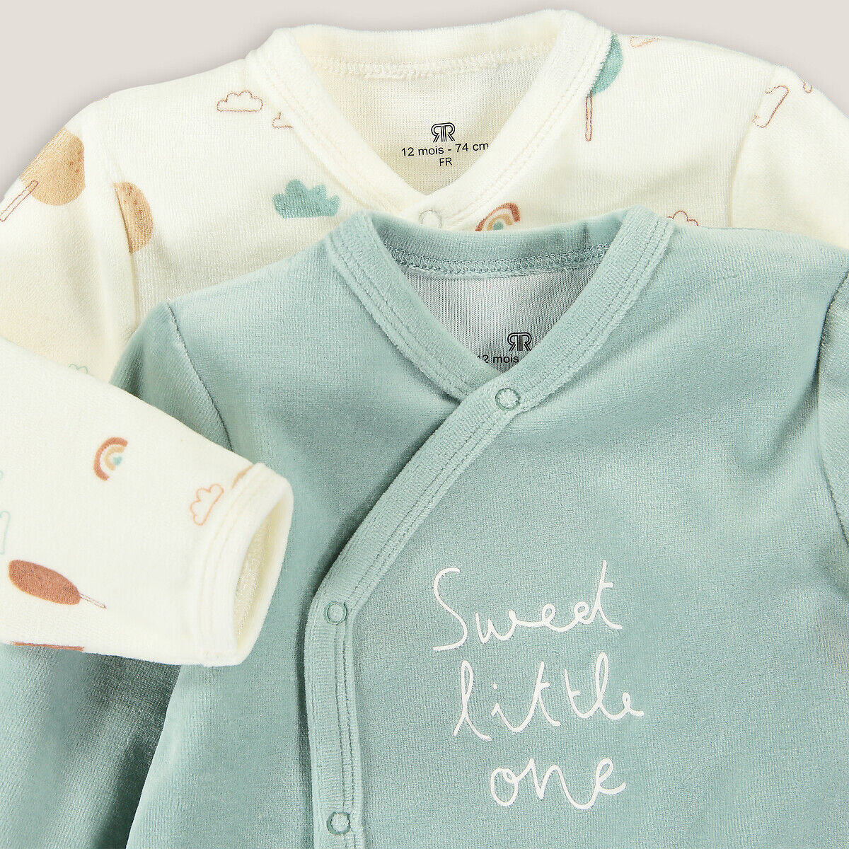 LA REDOUTE COLLECTIONS Lot de 2 pyjamas en velours, ouverture devant, thème nature