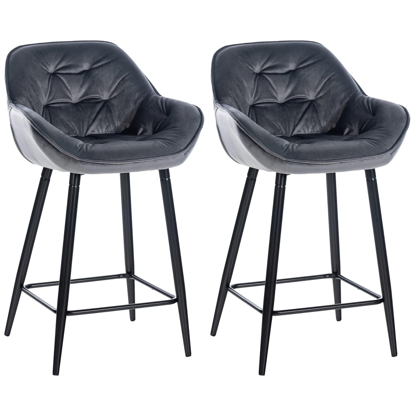 CLP 2er Set Barhocker Gibson Samt Farbe: dunkelgrau, Material: Samt