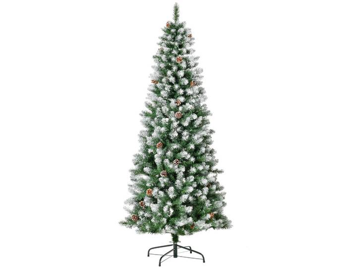 Homcom Künstlicher Weihnachtsbaum, 180 cm Christbaum mit Kunstschnee, Indoor, Grün, Kunststoff, 180 cm, Dekoration, Weihnachtsdekoration, Christbaum & Zubehör