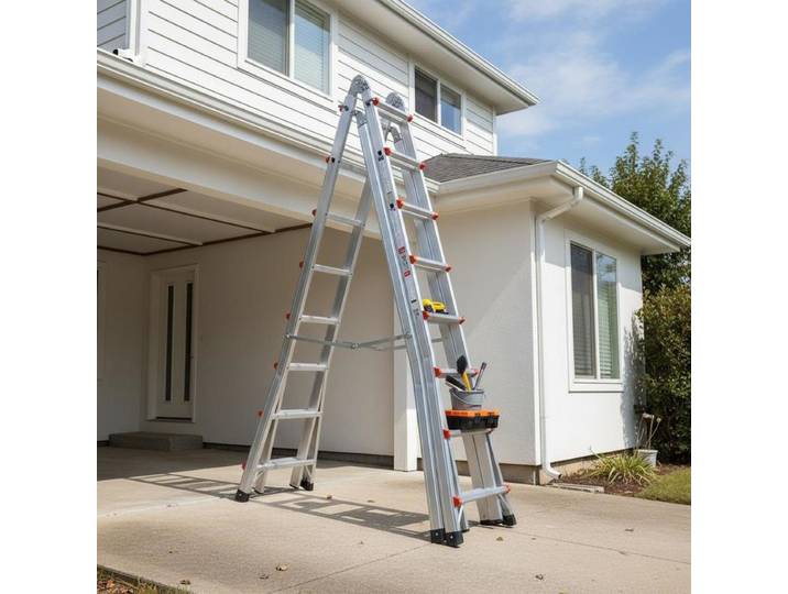 Échelle télescopique à cadre en A, échelle extensible compacte en aluminium de 6230 mm, échelle polyvalente, échelle à marches, échelle inclinée, échelle pliante pour les travaux domestiques, les